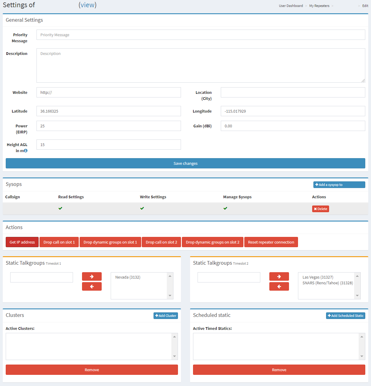 Sysop Dashboard