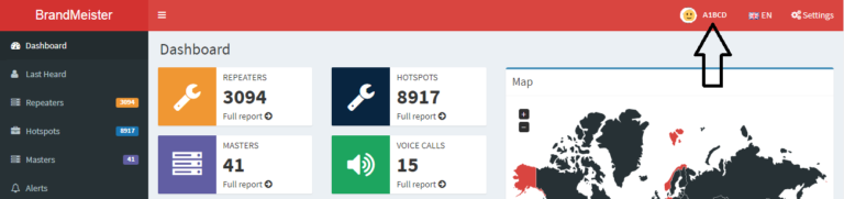 click on your callsign at the top right to view the selfcare option from the dropdown.