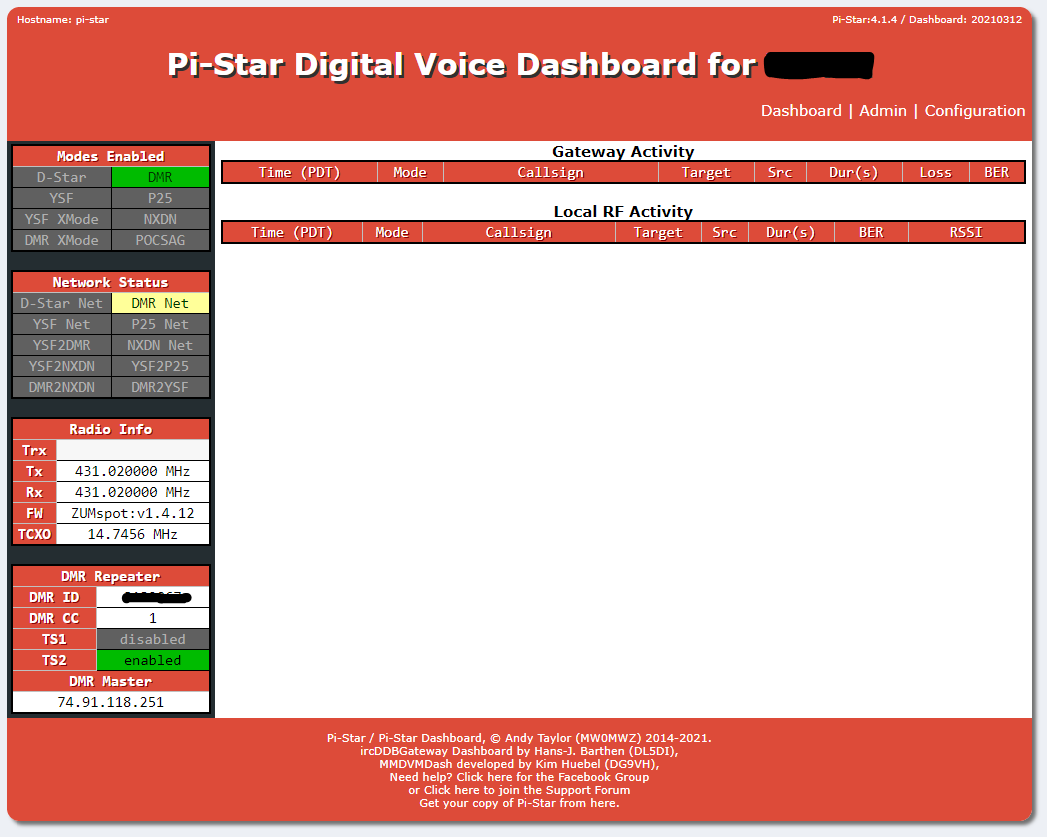 Pi-Star Dashboard