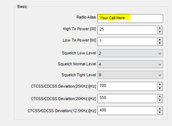 Basic Settings Screen under Common | Setting.