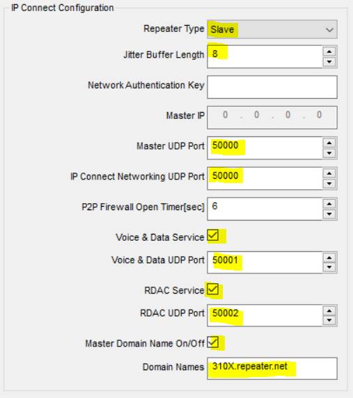IP Connect Configuration Section.